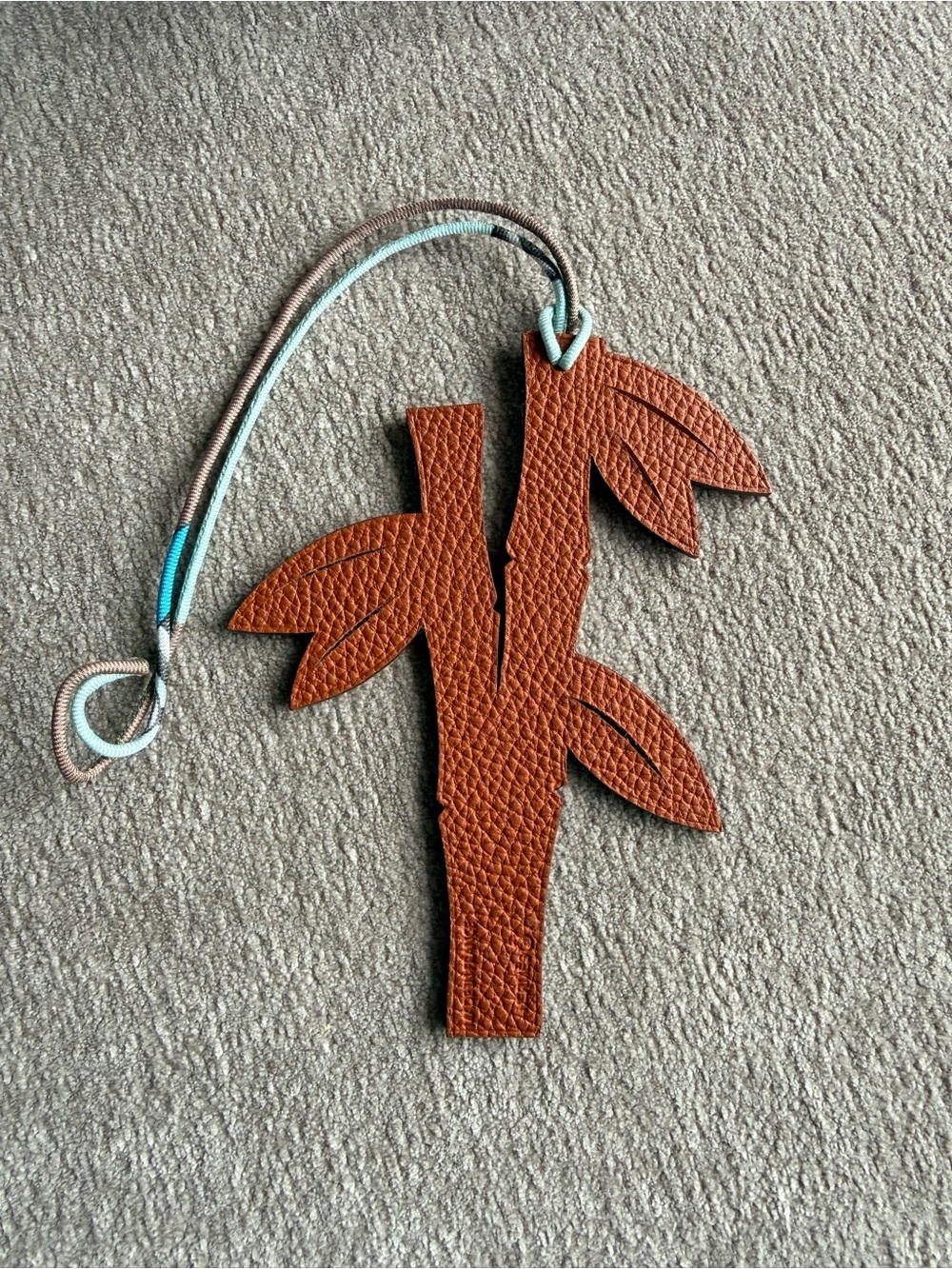 Hermes Leather Palm Tree Bag Charm - Brown / Yellow with COA
